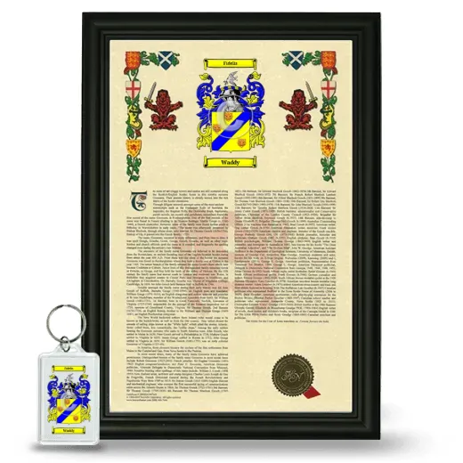 Waddy Framed Armorial History and Keychain - Black