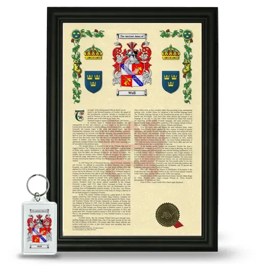 Wall Framed Armorial History and Keychain - Black