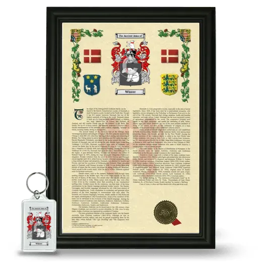 Winter Framed Armorial History and Keychain - Black