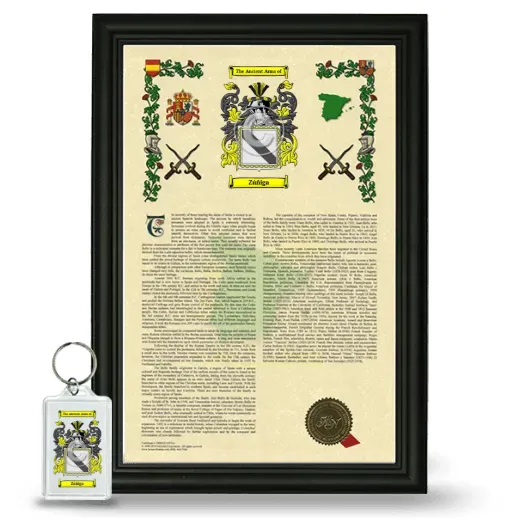 Zúñiga Framed Armorial History and Keychain - Black