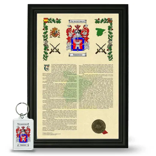 Zamorano Framed Armorial History and Keychain - Black