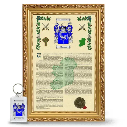 O'Gorman Framed Armorial History and Keychain - Gold