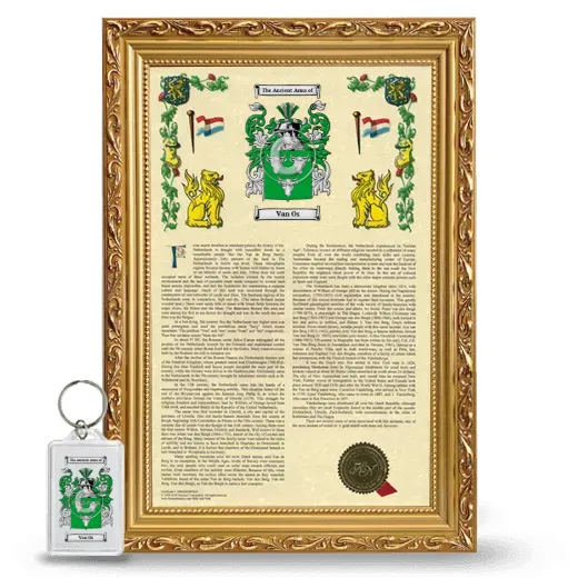 Van Os Framed Armorial History and Keychain - Gold