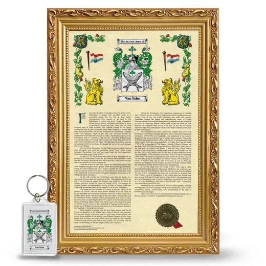 Van Salm Framed Armorial History and Keychain - Gold