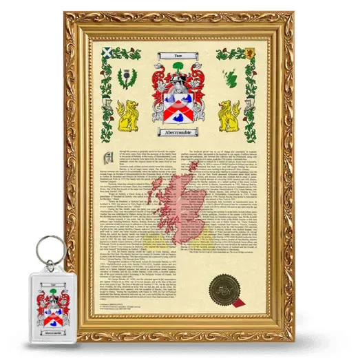 Abercrombie Framed Armorial History and Keychain - Gold