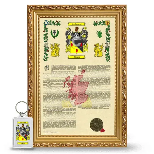 Adares Framed Armorial History and Keychain - Gold