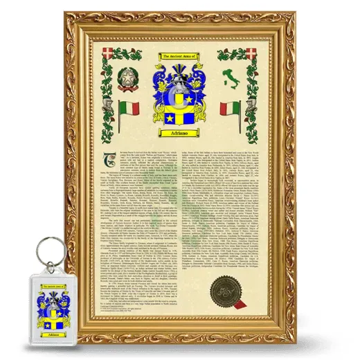 Adriano Framed Armorial History and Keychain - Gold