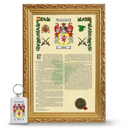 Afonso Framed Armorial History and Keychain - Gold