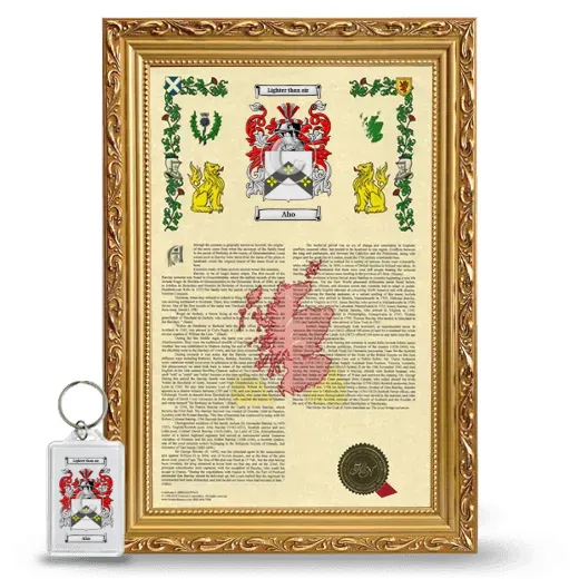 Aho Framed Armorial History and Keychain - Gold