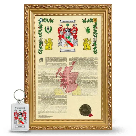 Akemon Framed Armorial History and Keychain - Gold