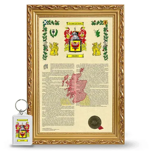 Alasdair Framed Armorial History and Keychain - Gold