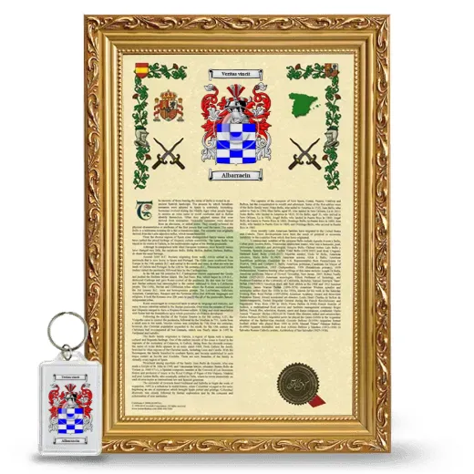 Albarracin Framed Armorial History and Keychain - Gold