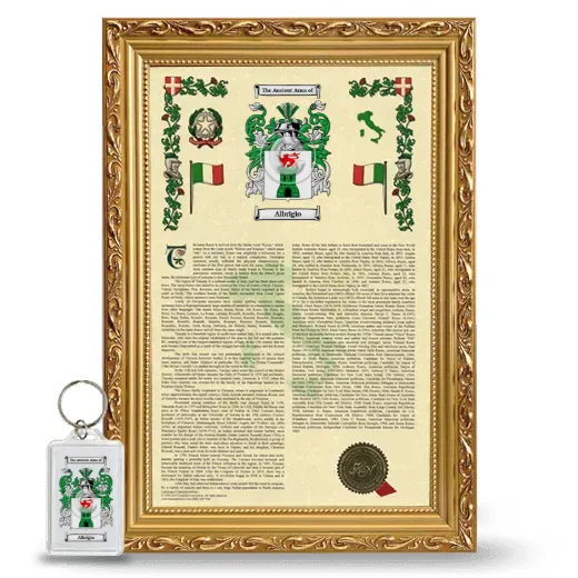 Albrigio Framed Armorial History and Keychain - Gold