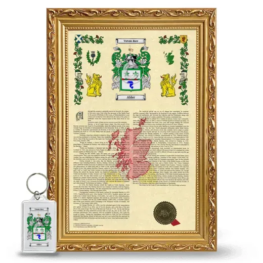 Alder Framed Armorial History and Keychain - Gold