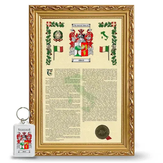 Alecci Framed Armorial History and Keychain - Gold