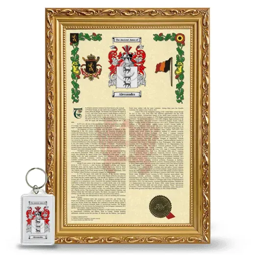 Alessandra Framed Armorial History and Keychain - Gold