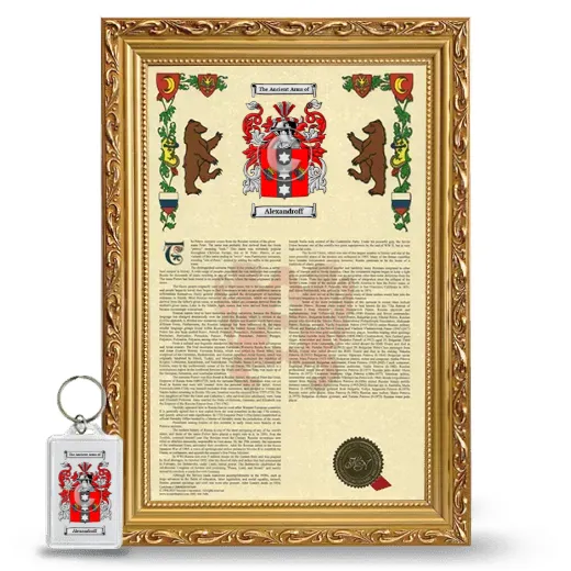 Alexandroff Framed Armorial History and Keychain - Gold