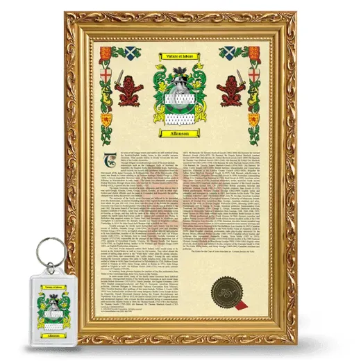 Allanson Framed Armorial History and Keychain - Gold