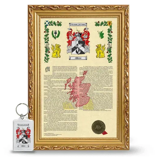 Allister Framed Armorial History and Keychain - Gold