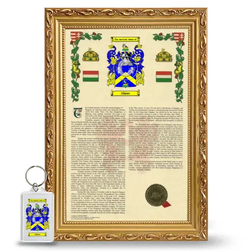 Almas Framed Armorial History and Keychain - Gold