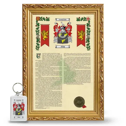 Alsop Framed Armorial History and Keychain - Gold