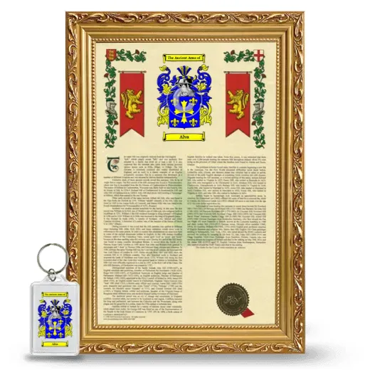 Alva Framed Armorial History and Keychain - Gold