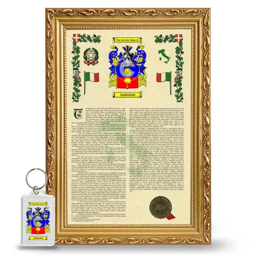 Ambrosini Framed Armorial History and Keychain - Gold