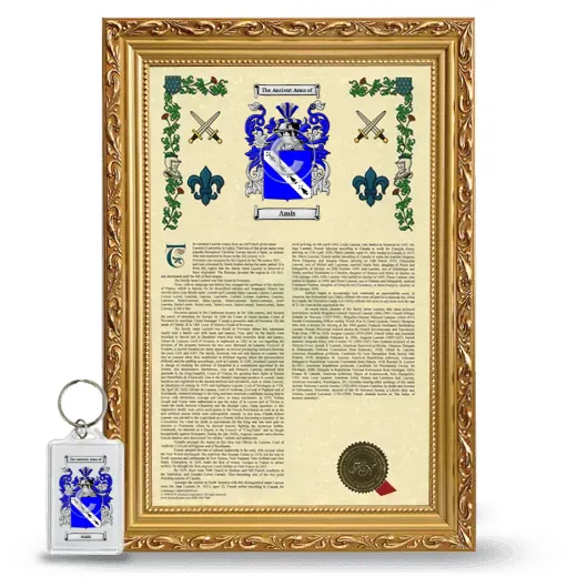 Amis Framed Armorial History and Keychain - Gold