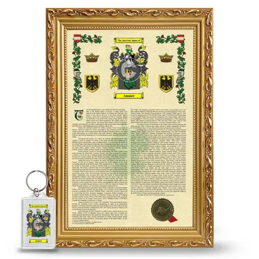 Ammer Framed Armorial History and Keychain - Gold