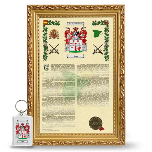 Amo Framed Armorial History and Keychain - Gold