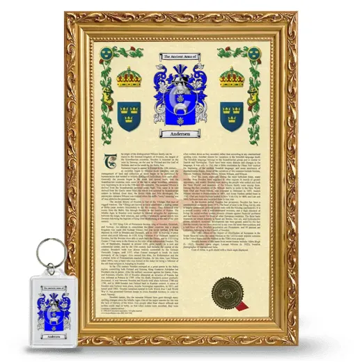 Andersen Framed Armorial History and Keychain - Gold