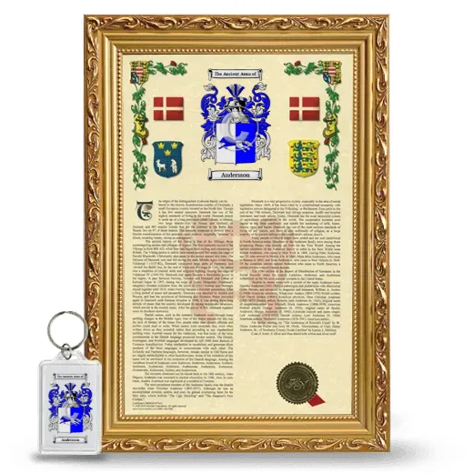 Andersson Framed Armorial History and Keychain - Gold