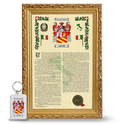 Andreella Framed Armorial History and Keychain - Gold