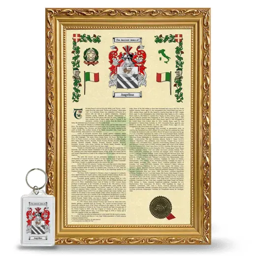 Angelina Framed Armorial History and Keychain - Gold