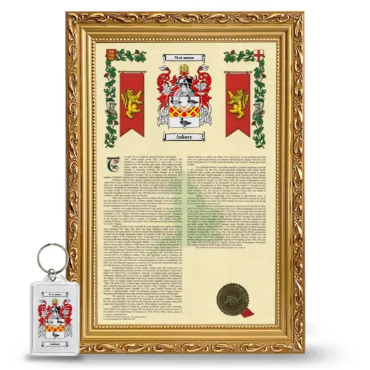 Ankney Framed Armorial History and Keychain - Gold