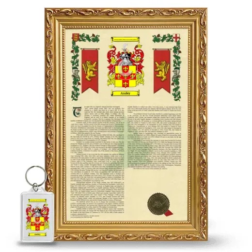 Ansley Framed Armorial History and Keychain - Gold