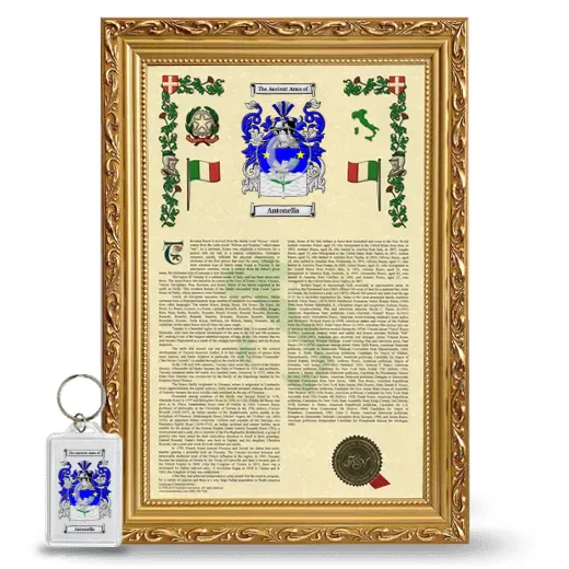Antonella Framed Armorial History and Keychain - Gold