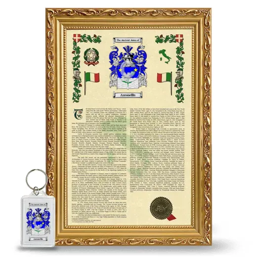 Antonellis Framed Armorial History and Keychain - Gold
