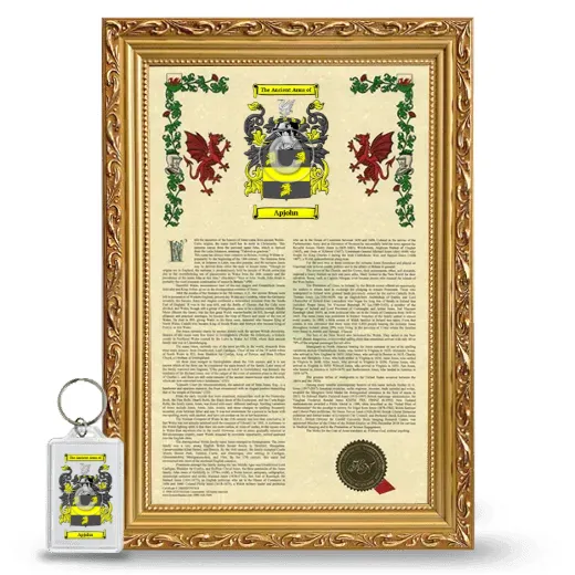 Apjohn Framed Armorial History and Keychain - Gold