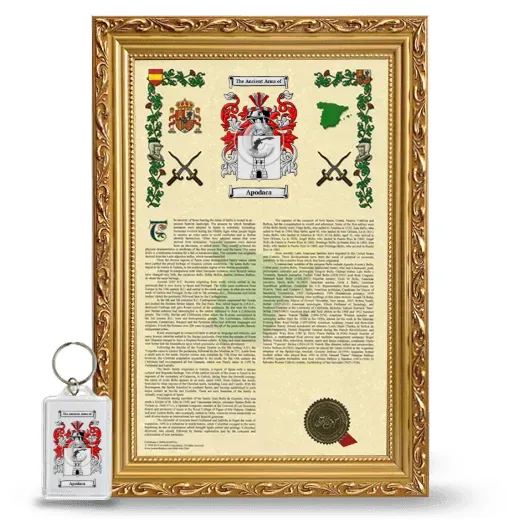 Apodaca Framed Armorial History and Keychain - Gold