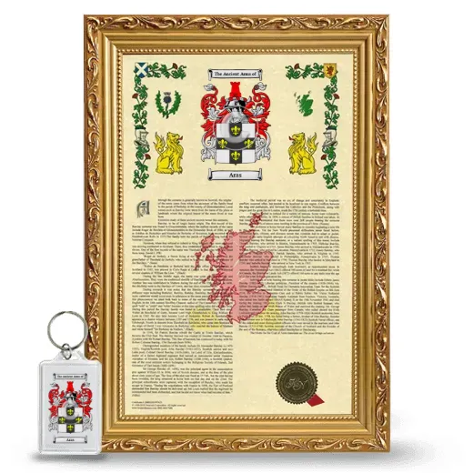 Aras Framed Armorial History and Keychain - Gold