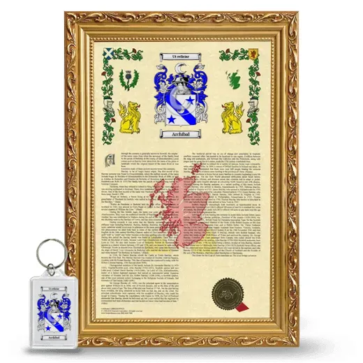 Archibal Framed Armorial History and Keychain - Gold