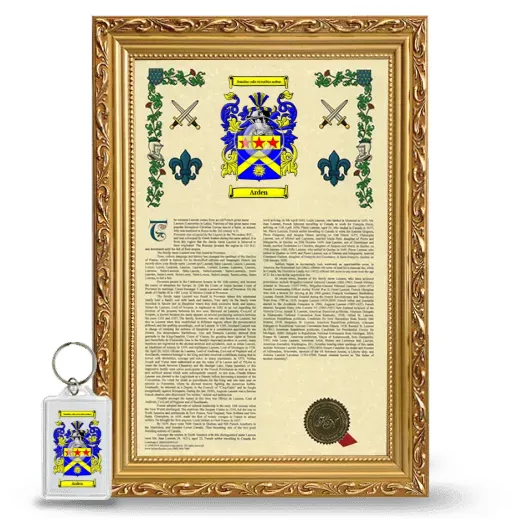 Arden Framed Armorial History and Keychain - Gold