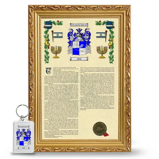 Aren Framed Armorial History and Keychain - Gold