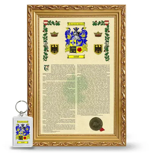 Arend Framed Armorial History and Keychain - Gold