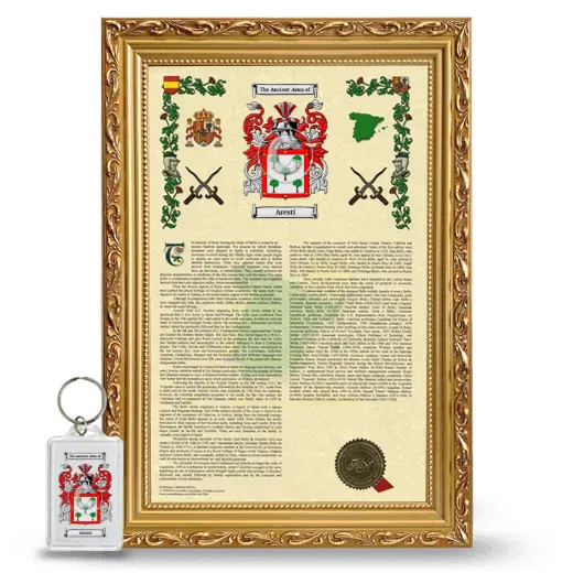 Aresti Framed Armorial History and Keychain - Gold