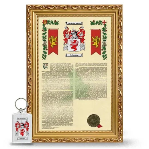 Ashendon Framed Armorial History and Keychain - Gold