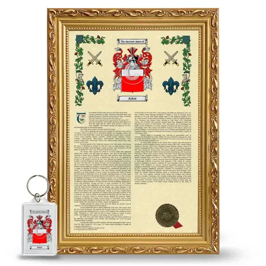 Astor Framed Armorial History and Keychain - Gold
