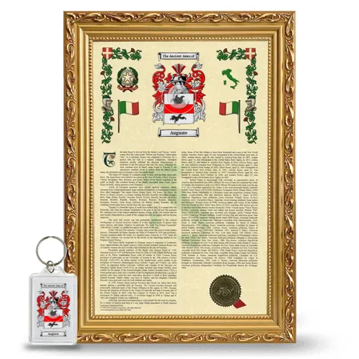 Auguste Framed Armorial History and Keychain - Gold