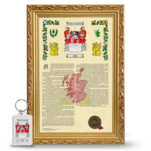 Aults Framed Armorial History and Keychain - Gold